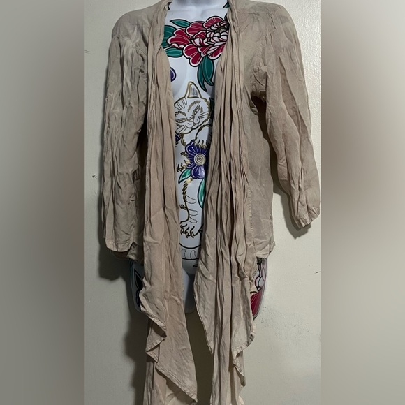 Beige Tier Open Front Cardigan - Picture 1 of 2